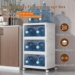 Stackable Rolling Plastic 3 Storage Bins Box Container Room Home Organizer Case - Picture 1 of 14