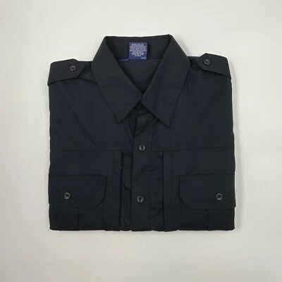 Propper Short Sleeve Shirt - Tactical Work Wear Zip Up Faux Button Down Blue - L - Image 1 of 4