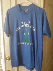 Vintage Single Stitch T shirt Fruit Of The Loom Best FT. BLISS Wives Club size L - Picture 1 of 5