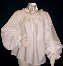 Ladies chemise blouse Renaissance Tudor 100% cotton trimmed with cotton lace