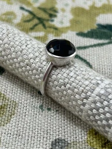 Faceted SMOKY QUARTZ silver ring size R 1/2 925 - Picture 1 of 14