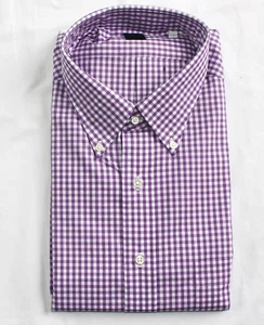 New Mercer Blue GINGHAM Button Sport Shirt Men's 2XL XXL 18 EU 46 Purple Check - Picture 1 of 5