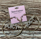 Juicy Couture Jewelry Gold Hoop Earrings Pearl Crystal Logo Rhinestones 58mm