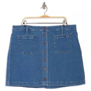 Madewell Rock aufgesetzte Tasche Mini Knopfleiste Gr. 28 blau starr Denim Urlaub - Bild 1 von 4