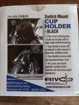 Portavasos Rivco Products con montaje de interruptor, negro CHB 20 Harley Davidson Honda Foto 1 de 4