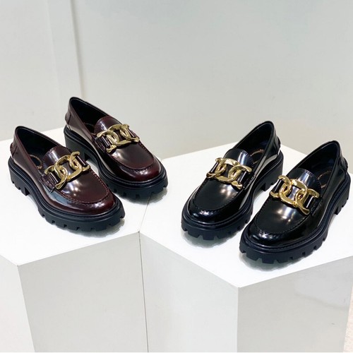 TOD’S Scarpe mocassini Tod's donna bordeaux suola spessa punta tonda