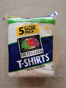 1999 FRUIT OF THE LOOM CREW NECK T-SHIRT 5 PACK MENS SIZE 3XL 54-56 BIG SIZE - Picture 1 of 3