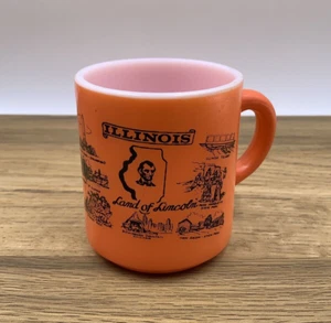 Taza de recuerdo vintage de vidrio de leche naranja de Illinois tierra de Lincoln - Imagen 1 de 9