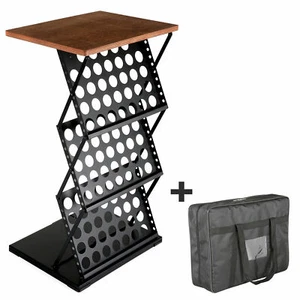 Foldable Counter with Perforated Literature Holder and Carrying Bag Black - Picture 1 of 8