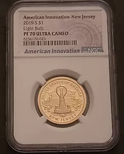2019 S $1 American Innovation New Jersey NGC PF70 Ultra cameo - Foto 1 di 2