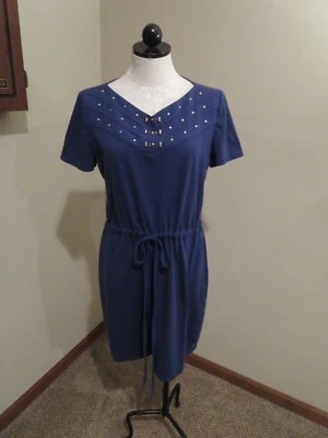 Lauren Moffatt с заклепками платье синий шнурок короткий рукав размер 12 рубашка платье - Изображение 1 из 4