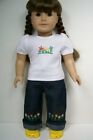 FLOWER Embroidered Denim Jeans &Shirt Doll Clothes For 18’ American Girl (Debs*)