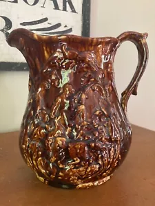 Antique Bennington Rockingham 9” Pitcher - a Hunter with his Dog - Picture 1 of 12