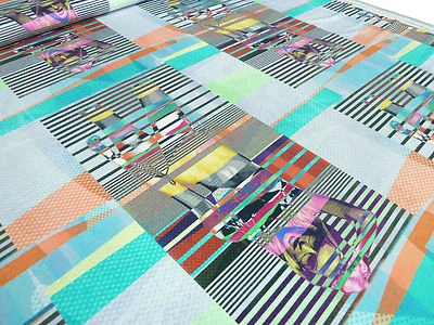 Stoff Viskose Jersey Abstrakt Model Design gestreift grün bunt Kleiderstoff - Bild 1 von 2