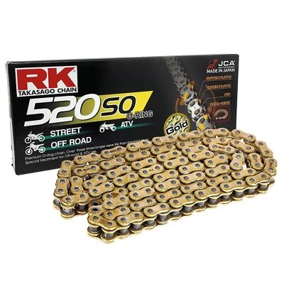 MF4635 Catena Trasmissione Moto RK Passo 520 SO Gold 120 Maglie con O-Ring - Immagine 1 di 4