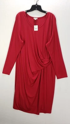 Vestido para mujer Jill XL rojo manga larga fruncido elástico Wearever vacaciones NUEVO Foto 1 de 4