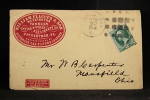 Pennsylvania: Pittsburgh 1870s Flaccus Tannery Red Oval CAMEO Advertising Cover - Picture 1 of 2