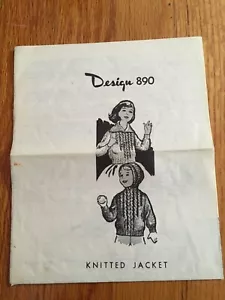 Vintage Girl Boy Cable Hood Sweater Jacket Multisize KNIT PATTERN 'Design 890' - Picture 1 of 2