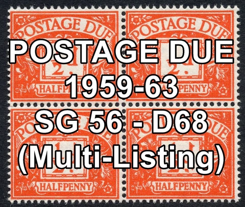 GB Postage Due Stamps SG D56 - D68 (Multiple Listing) Unmounted Mint Cover