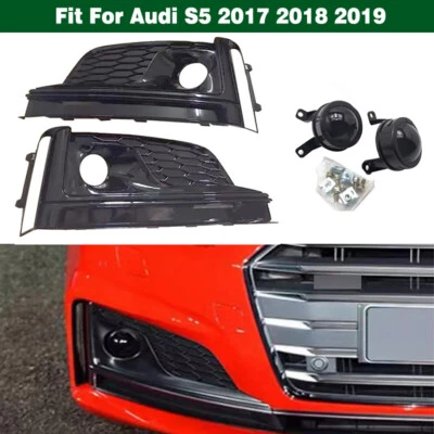 Пара решеток крышек противотуманных фар переднего бампера с ACC для Audi S5 2017 2018 2019 - Изображение 1 из 4