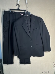 Tuta Lauren Ralph Lauren 42R tinta unita nera 34x29 100% lana 2 pezzi 2 bottoni Canada - Foto 1 di 23