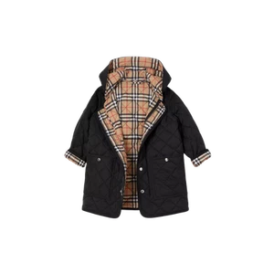 (Kids) Burberry Diamond Quilted Nylon Hooded Coat Black - Picture 1 of 4