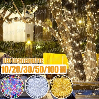 100-1000 LED Lichterkette Beleuchtung Eisregen Weihnachten Deko Innen Außen IP44 - Bild 1 von 4