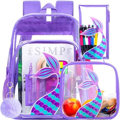 3PCS Clear Backpack, Girls, Boys, Kids Transparent Bookbag, Cute School Bag - Image 1 of 4