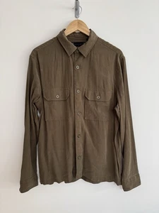 Allsaints “Brevet” Overshirt Lightweight Shacket Khaki Green Medium Relaxed - Picture 1 of 11