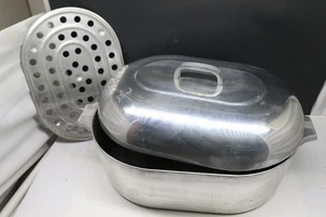 Olla de aluminio horno holandés tostador ovalado vintage Magnalite Classic 18" 17 cuartos EE. UU. - Imagen 1 de 16