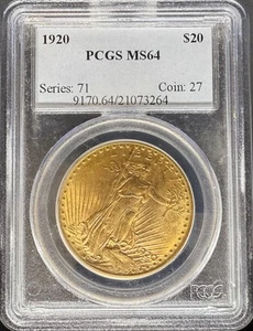 1920 $20 St Gaudens MS64 PCGS (#PA21073264) - Picture 1 of 2