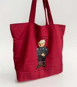 Ralph Lauren Polo Pullover Bär Logo rot Tasche Schultertasche Stofftasche Shopper - Bild 1 von 9