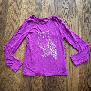 Gap Bio-Baumwolle Mädchen himmlische Eule Langarm lila T-Shirt-Large (10) - Bild 1 von 3
