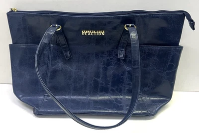Kenneth Cole Reaction Azul Marino Bolso de Hombro Cartera Cierre y Cremallera Laterales Bolsillo Frontal Foto 1 de 4