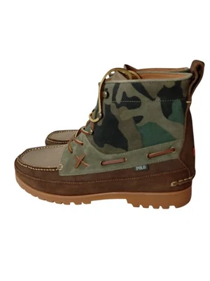 Polo Ralph Lauren Talla 14 Country Ranger Medio Camuflaje Marrón Cuero Gamuza Botas Para Hombre Foto 1 de 4