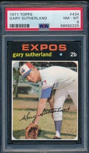 1971 TOPPS #434 GARY SUTHERLAND MONTREAL EXPOS PSA 8 !! NEW GRADE - Picture 1 of 2
