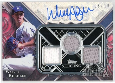Walker Buehler 2022 Topps Sterling Seasons Blue Triple Patch Auto 08/10 - Image 1 of 2