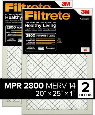 Filtrete 20x25x1 AC Furnace Air Filter MPR 2800 2 Pk (514E) - Image 1 of 4