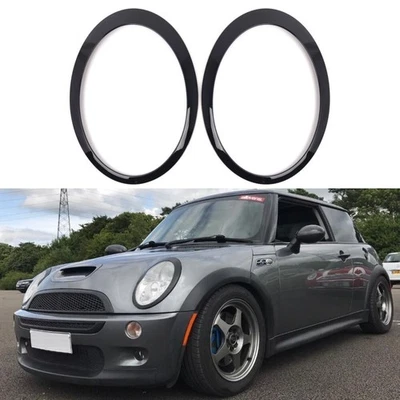 Gloss Black Headlight Trim Ring Bezel Cover For Mini Cooper R50 R52 R53 01-06 Foto 1 de 4