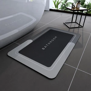 Bath Mat, Bathroom Rugs Super Absorbent Shower Mats Quick Dry Thin Rubber Mats f - Picture 1 of 12
