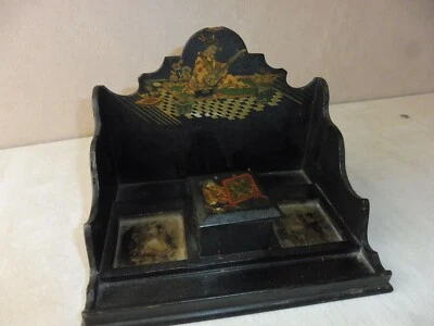 Ancien écritoire, en papier mâché / carton bouilli, décor japonisant / Victorian - Photo 1/4