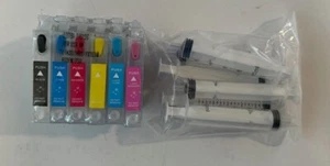 Epson T0791-T0796 Refillable Ink Cartridges 1400 Artisan 1430 Ships FREE in USA - Afbeelding 1 van 9