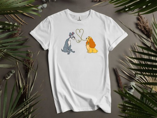Felpa con cappuccio Disney Lady And Tramp coppia cani San Valentino maglietta uomo donna unisex AD426