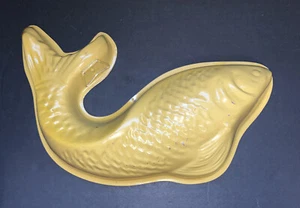 Vintage Tin Cake Mold Fish Shaped Yellow Wall Hanging 12.75” 1963 AHC - Picture 1 of 6