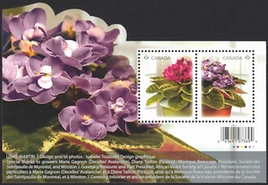 AFRICAN VIOLET flowers = Souvenir Sheet of 2 stamps = Canada 2010 #2376 MNH - Picture 1 of 1