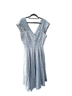 Винтажный 50-х? Многоцветный цветочный платье Sz M? Садовый коттедж полного круга 36 дюймов B ручной работы - Изображение 1 из 4