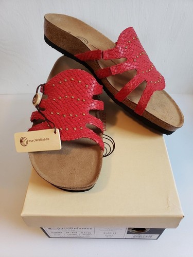NEW BALANCE Sandali donna EuroWellness Balance nuovi con etichetta pelle di serpente rosso gladio 8 5 m comodi sughero