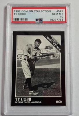 1992 Conlon Collection #525 Ty Cobb Card Graded PSA 10 Gem Mint Pop 2 - Image 1 of 2