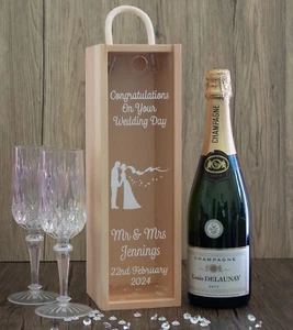 Personalised Wedding  Couples Name and Date Design Clear Acrylic or Wooden Front - Picture 1 of 4