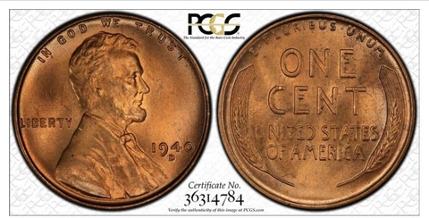 1940-D  1C RD Lincoln Wheat One Cent  PCGS MS67RD  36314784 Cover
